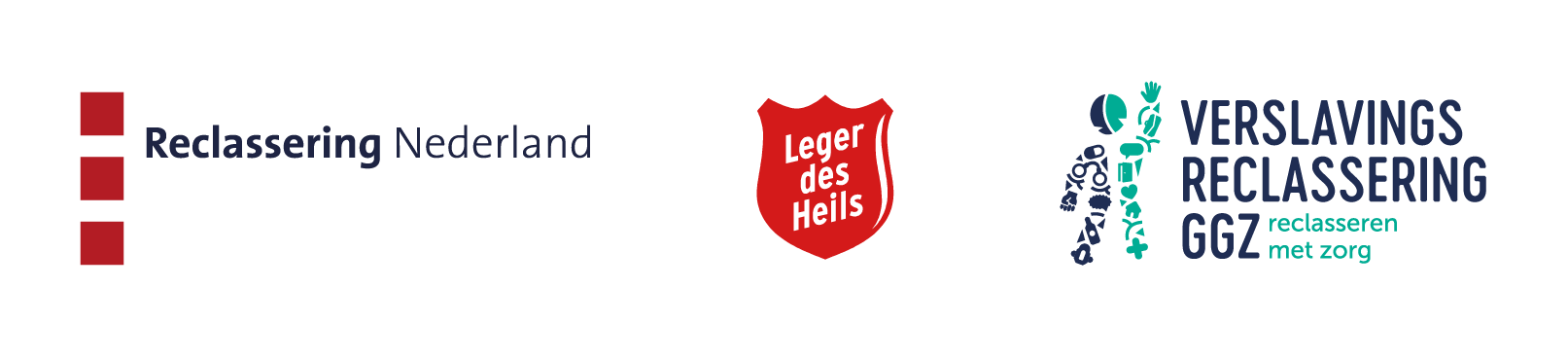 Logo's Reclassering Nederland, Leger des Heils en Verslavings Reclassering GGZ